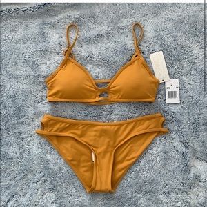 Lspace padded sunset orange bikini set Sz S 💛